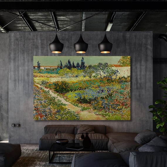 Vincent Van Gogh Garden in Arles Canvas Wall Art,Green Art,Vintage Art,Minimalist Art Gogh Print, Gogh Reproduction Print Art,Christmas Gift