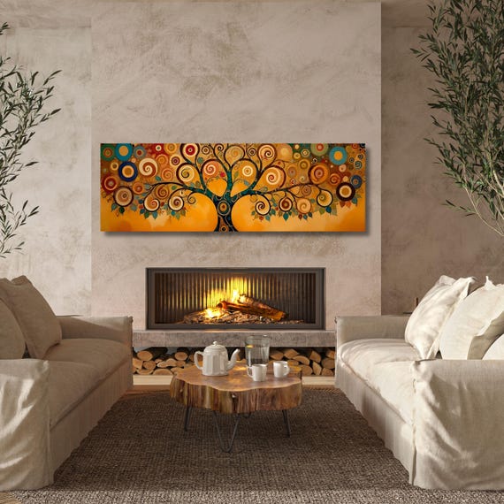 Gustav Klimt Tree of Life Canvas Wall Art: Extra Large Print