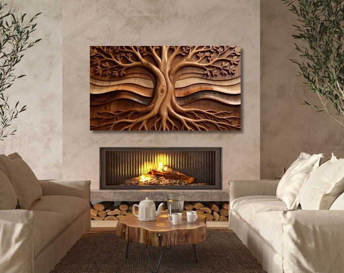 Tree Of Life Canvas Wall Art wood look canvas print Elegant Natural Wall Art Great Design Solution for Echo Tree Ring Print stump,Tree art