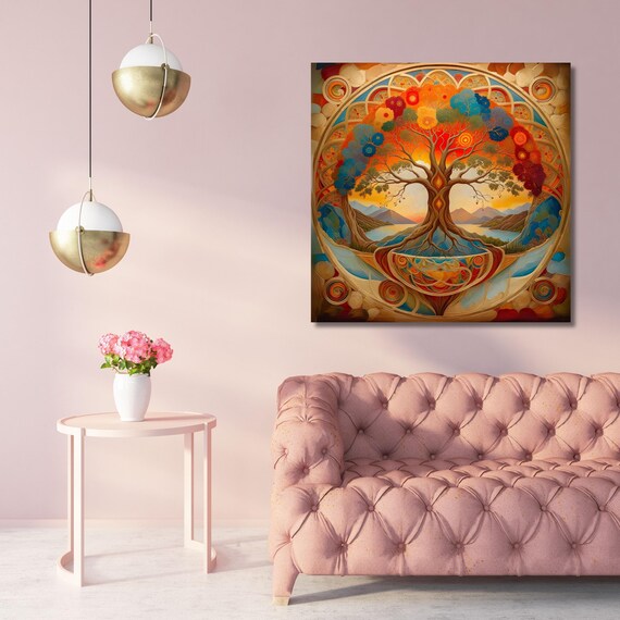 Tree Of Life Canvas Wall Art Symbolic Artwork Print, Celtic Tree of Life Canvas Poster, Klimt Poster, Klimt Exhibition Celtic Wall Decor art