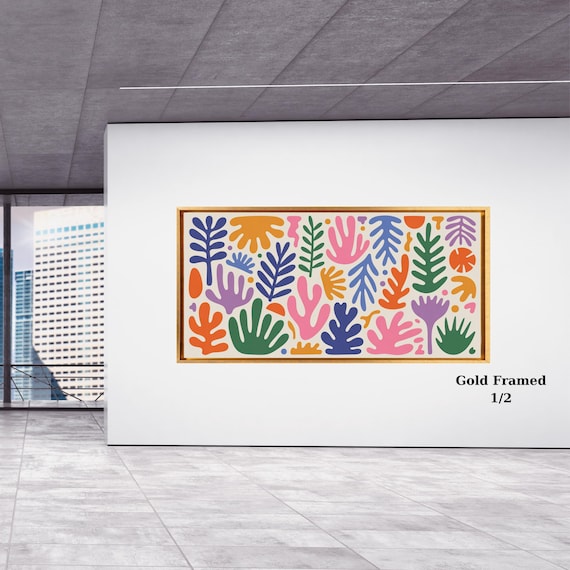 Klimt Style Henri Matisse Style Colorful Flowers Canvas Print – Modern Floral Wall Art Decor