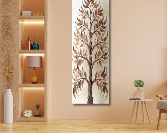 Tall Canvas Wall Art, Vertical Nature Tree Print, Modern Hallway Decor