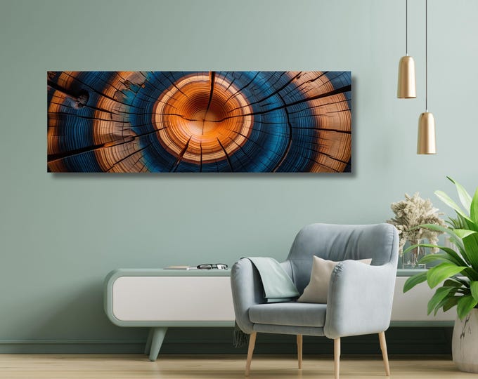 Panoramic Tree Rings Canvas Art: Elegant Natural Wall Decor