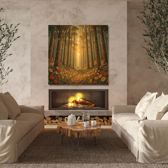 Colorful Floral Canvas Wall Art, Abstract Klimt Flower Art Boho Wall Décor Painting, Living room Wall Decor  Floral Large canvas wall art