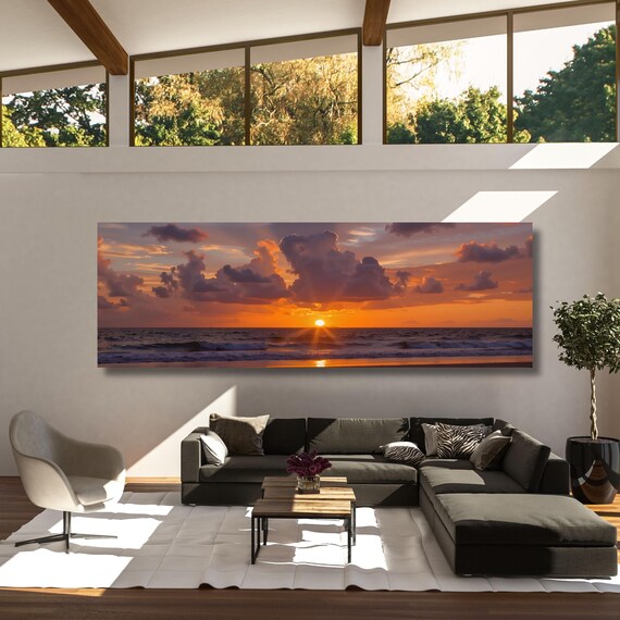 Tropical Sunset Canvas Print – Beach Wall Art, Colorful Sky