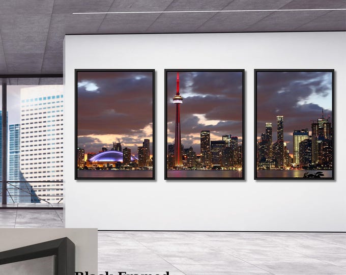 Toronto Skyline Canvas Print Set, Modern City Wall Art