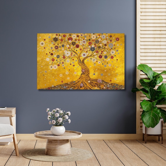 Gustav Klimt Tree of Life Canvas Wall Art,Gustav Klimt Style The Canvas Wall Art,Gustav Klimt The Tree of Life,Gustav Klimt Artwork Canvas
