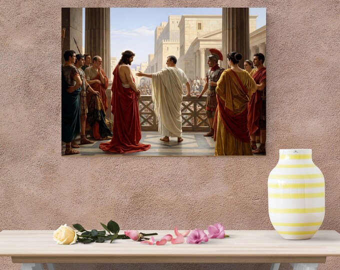 Ecce Homo Antonio Ciseri Canvas Print, Behold the Man Wall Art, Jesus and Pilate Painting
