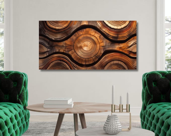 Canvas Wall Art: Tree Rings Pattern - Rustic Modern Decor