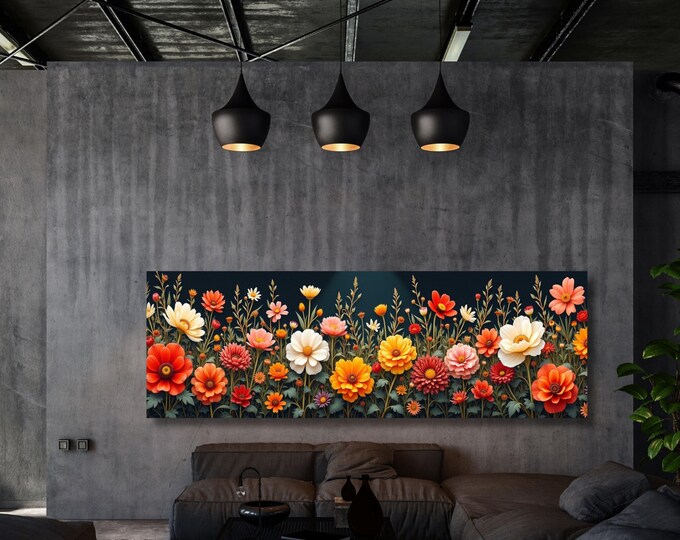Wildflower Canvas Art Print, Botanical Garden Ready to Hang
