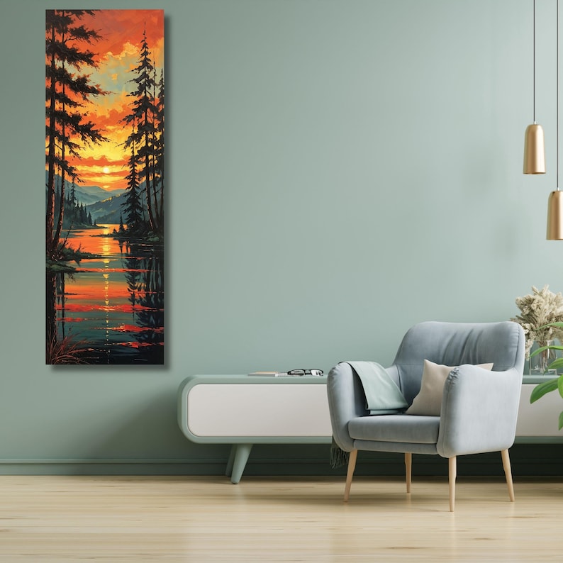 long-narrow-canvas-wall-art-vertical-nature-print-tall-modern-sun-tree
