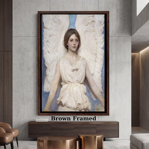 Angel by Abbott Handerson Thayer Canvas Art, Victorian Celestial Wall Decor, Classic Guardian Angel Painting, Ethereal Fine Art Print
