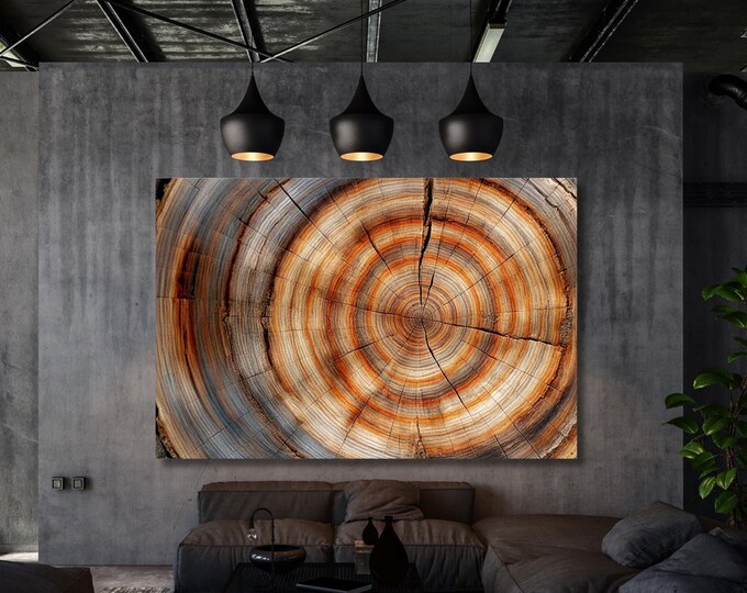 Tree Ring Print, Wood Texture Canvas Wall Art