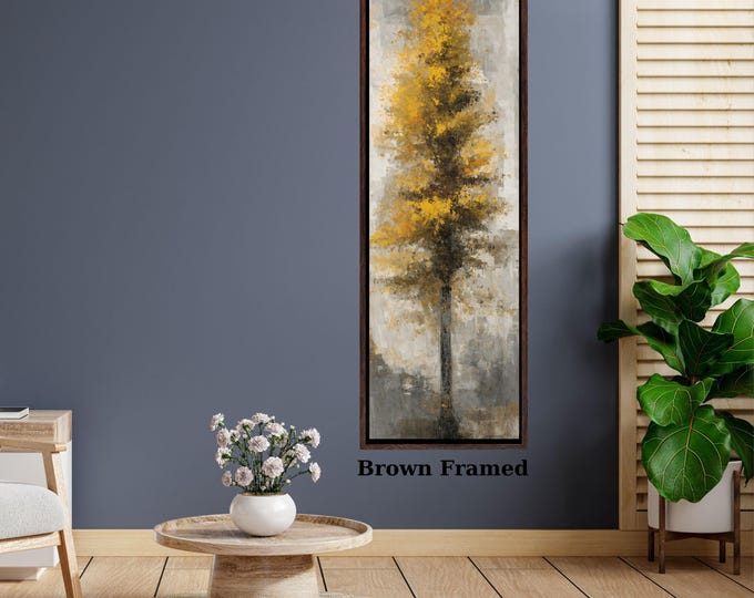Vertical Botanical Wall Art: Minimalist Nature Print (Canvas or Framed)