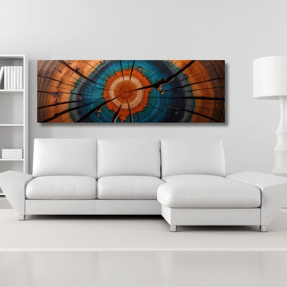 Panoramic Tree Rings Canvas Art: Elegant Natural Wall Decor