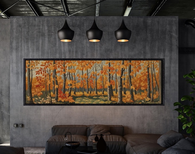 Panoramic Gustav Klimt Birch Forest Print,Gustav Klimt Inspired Art Decor, Gustav Klimt Forest Art Poster, Flower Market Art Tree Canvas art