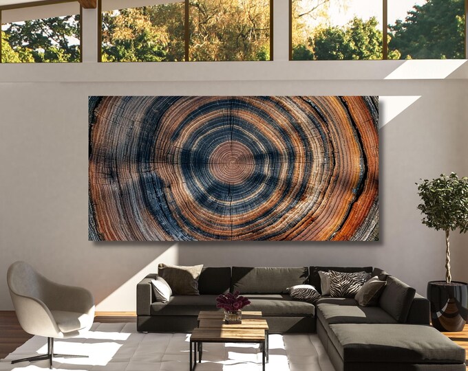 Tree Ring Canvas Art, Natural Stump Print, Elegant Wall Decor