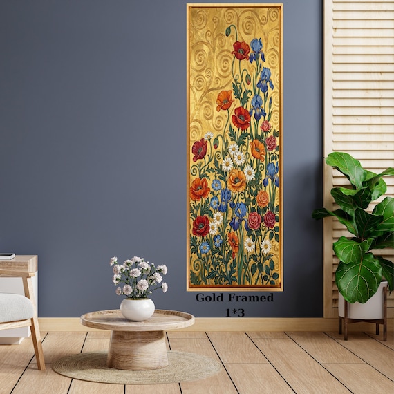 Long Narrow Canvas Wall Art Vertical Nature Print Tall Modern sun Tree or Mountain Wall Decor for Hallway,Entryway Small Space Styling Print
