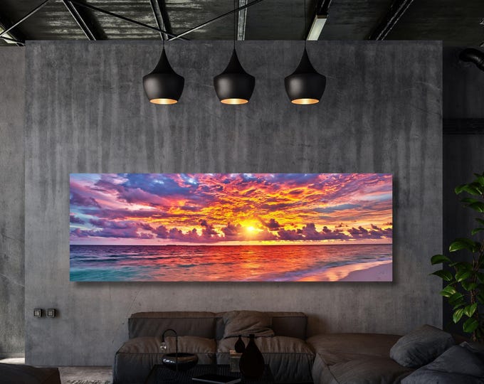Sunset Ocean Canvas Print – Tropical Beach Wall Art