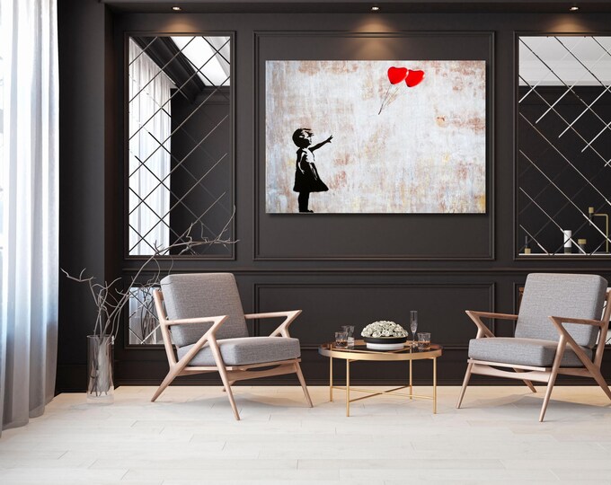 Balloon Girl Canvas Art, Banksy Street Art, Graffiti Wall Decor (Digital Download)