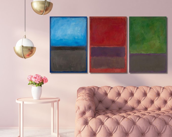 Set of 3 Rothko Style Abstract Canvas Prints: Minimalism Painting