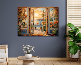Leinwandbild im Stil von Matisse: Offenes Fenster, Meerblick