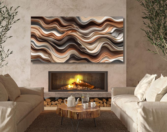 Abstract Tree Ring Canvas Wall Art, Natural Wood Texture Print, Elegant Home Decor