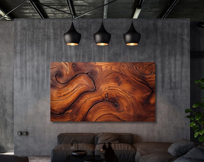 Tree Ring Wood Canvas Art, Natural Wall Print, Stump Texture