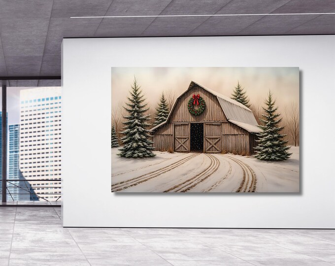 Farmhouse Christmas Print Set: Muted Winter Holiday Wall Art (Digital Download