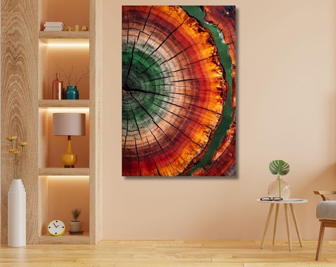 Tree Ring Canvas Wall Art, Wood Texture Print, Natural Stump Texture Home Decor