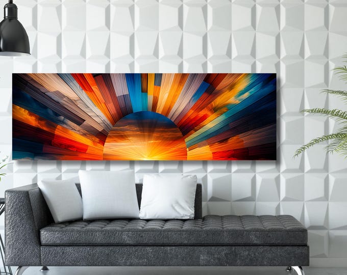 Sunrise Canvas Print, Wood Look, Long Wall Art
