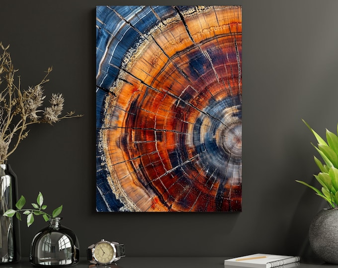 Tree Ring Canvas Wall Art, Natural Wood Texture Print, Elegant Stump Design