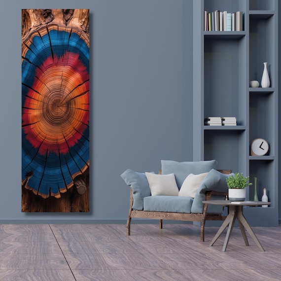 Panoramic Tree Rings Canvas Art: Natural Wood Stump Print