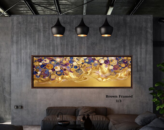Abstract Gold Circles Canvas Art, Vertical Textured Wall Decor (Framed)
