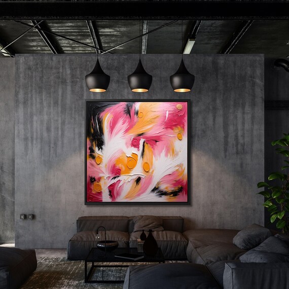 Pink giclee Canvas print abstract painting,abstract wall decor, living room art, living room decor,  colorful wall art pinart Wall Decor Art