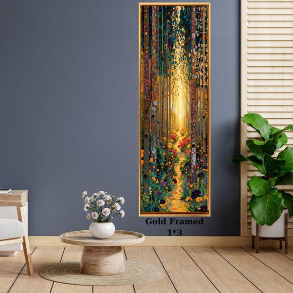 Long Narrow Canvas Wall Art Vertical Nature Print Tall Modern sun Tree or Mountain Wall Decor for Hallway,Entryway Small Space Styling Print