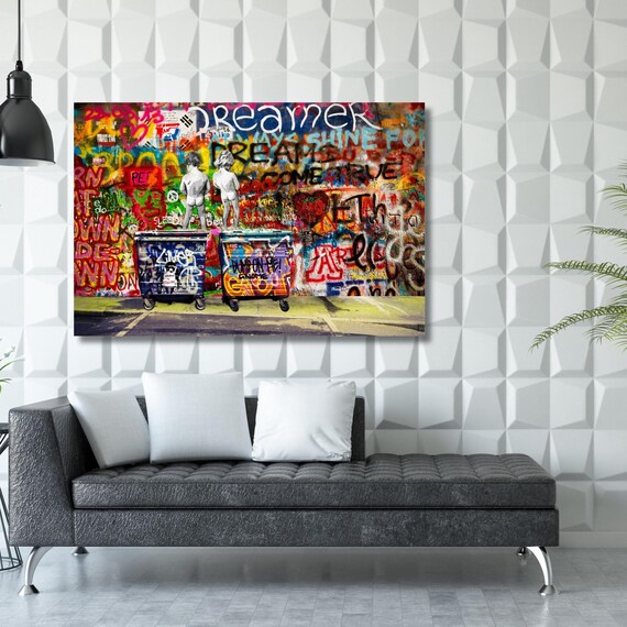 Banksy- Life is Short Canvas Wall Art, Banksy Street Art, Trendy Wall Decor art, Christmas Gift
