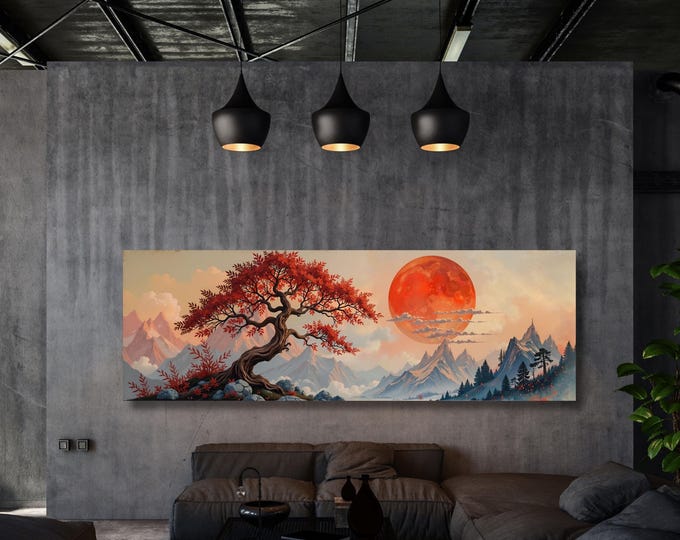 Japanese Maple Tree Wall Art - Vintage Sunset Canvas Print