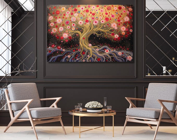 Gustav Klimt Tree of Life Canvas Wall Art,Gustav Klimt Style The Canvas Wall Art,Gustav Klimt The Tree of Life,Gustav Klimt Artwork Canvas