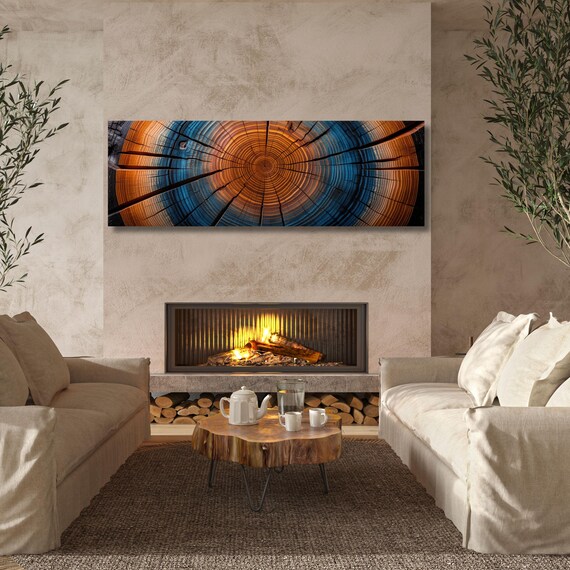 Panoramic Tree Rings Canvas Art: Elegant Natural Wall Decor