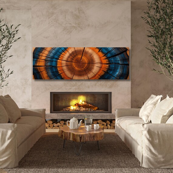 Panoramic Tree Rings Canvas Art: Elegant Natural Wall Decor