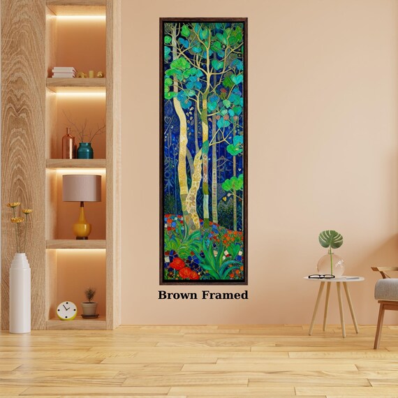 Long Narrow Canvas Wall Art Vertical Nature Print Tall Modern sun Tree or Mountain Wall Decor for Hallway,Entryway Small Space Styling Print