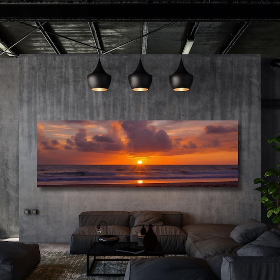 Sunset Ocean Canvas Print – Tropical Beach Landscape, Colorful Sky