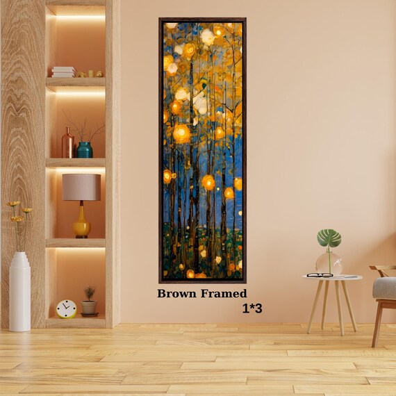 Long Narrow Canvas Wall Art Vertical Nature Print Tall Modern Tree or Mountain Wall Decor for Hallway, Entryway or Small Space Styling Print