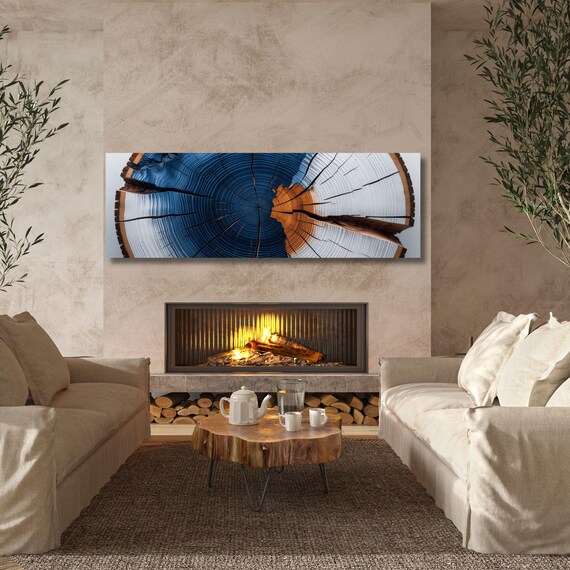 Panoramic Tree Rings Canvas Wall Art Elegant Natural Wall Art Great Design Solution for Echo Tree Ring Print of stump, Tree ring Canvas art
