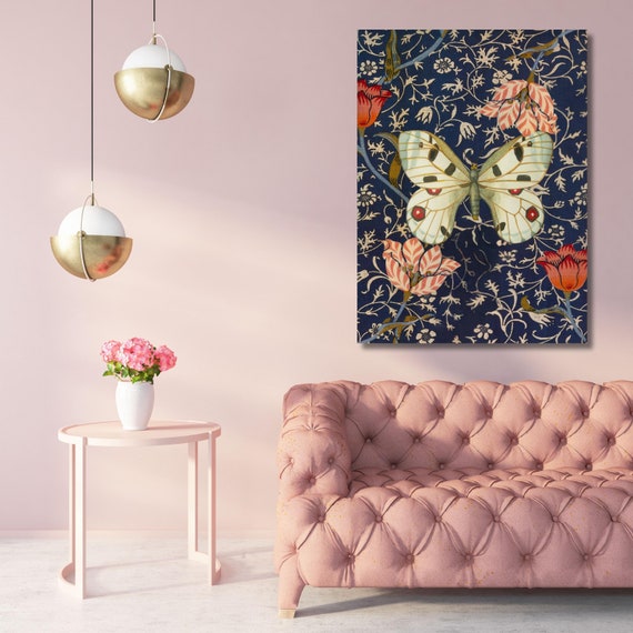 William Morris Butterfly Canvas Art Vintage Wall Art,Vintage Canvas Poster Exhibition Wall Art,Morris Flower Garden Flower canvas Market