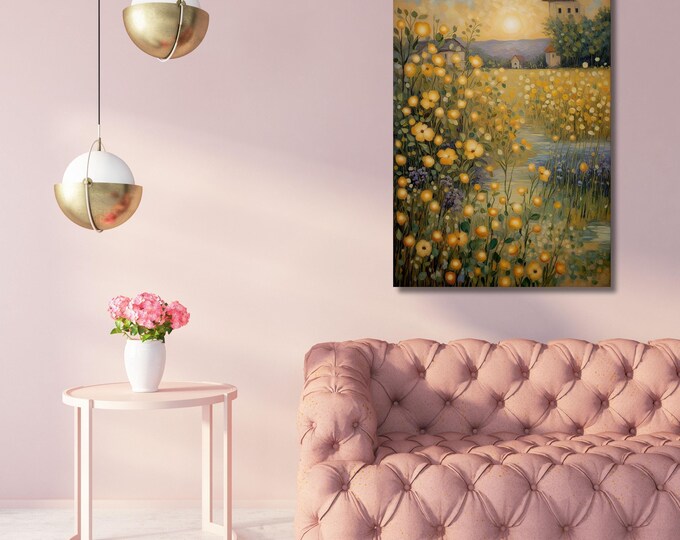 Gustav Klimt Canvas Print, Flower Garden Art (Multiple Sizes)