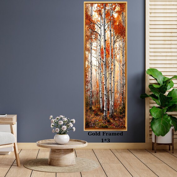 Long Narrow Canvas Wall Art Vertical Nature Print Tall Modern sun Tree or Mountain Wall Decor for Hallway,Entryway Small Space Styling Print