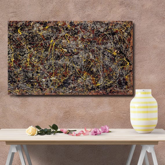 Museum Quality Jackson Pollock 5 Reproduction, Mid Century Modern Wall Art, Colorful Chaotic Abstract, High Definition Canvas