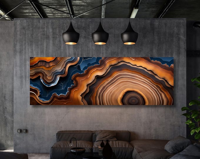 Nature Inspired Tree Rings Canvas, Rustic Wood Stump (Multiple Sizes)